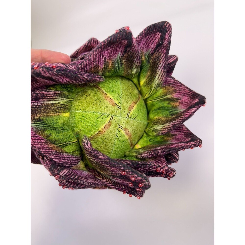 John Derian Artichoke Pillow Purple Green Leaves Accent 8" x 15" New Tags - Picture 7 of 11